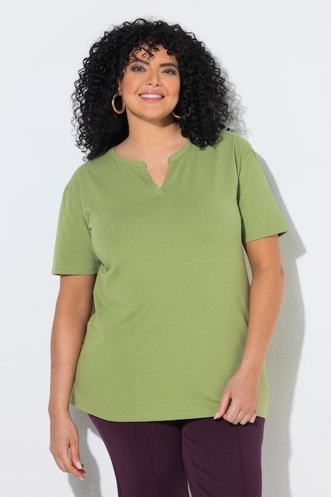 T-shirt oversize, col tunisien et manches courtes