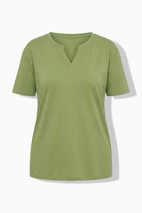 T-shirt oversize, col tunisien et manches courtes