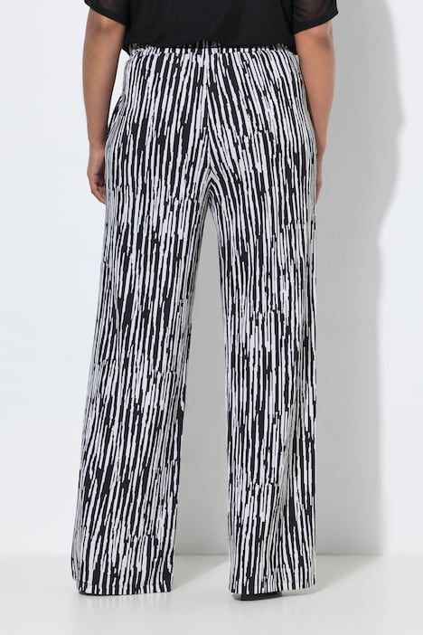 Pantalon au tombé fluide, motif à rayures, jambe large et taille élastique