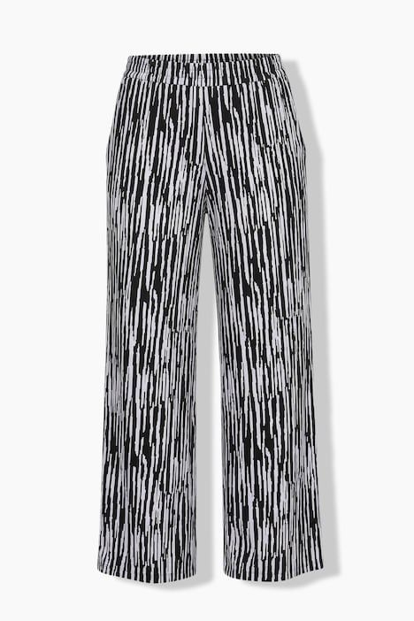 Pantalon au tombé fluide, motif à rayures, jambe large et taille élastique