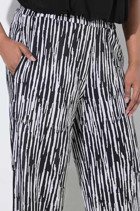 Pantalon au tombé fluide, motif à rayures, jambe large et taille élastique