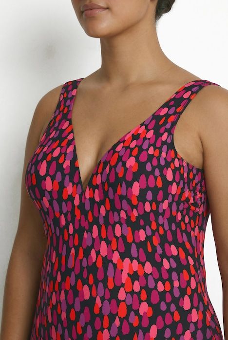Maillot de bain avec bonnets souples, tige métallique et motif à pois, matière recyclée