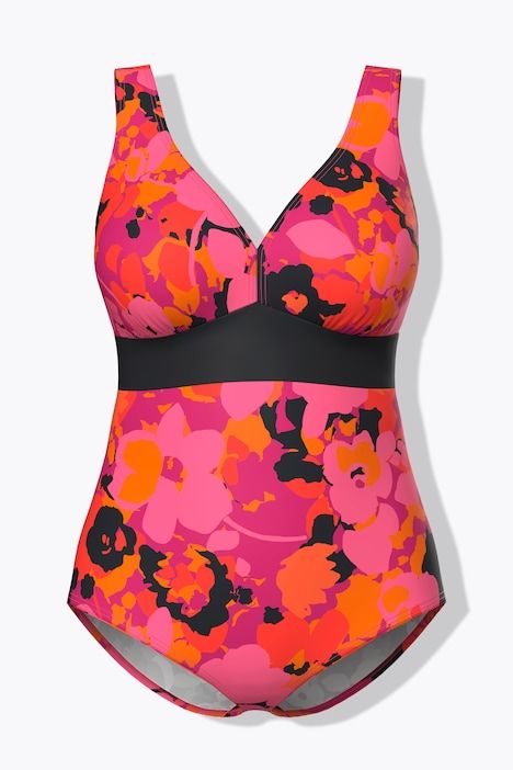 Maillot de bain, motif fleurs, bonnets souples et matière recyclée