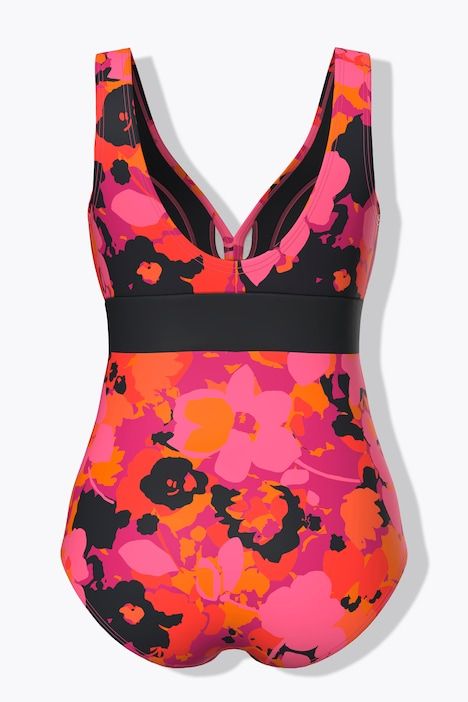 Maillot de bain, motif fleurs, bonnets souples et matière recyclée