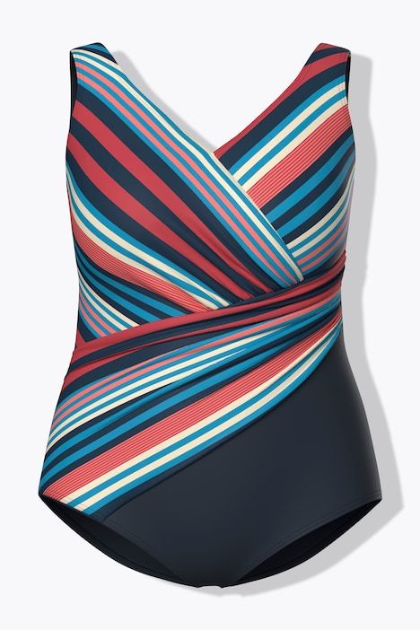 Maillot de bain avec bonnets souples, jeu de rayures et matière recyclée