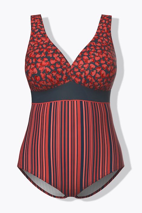 Maillot de bain avec bonnets souples, motif fraises et matière recyclée