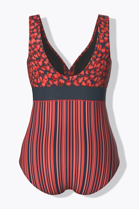 Maillot de bain avec bonnets souples, motif fraises et matière recyclée