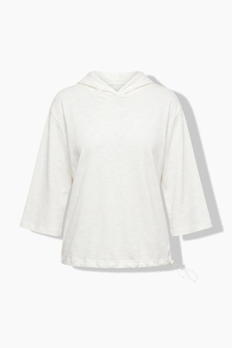T-shirt à capuche, cordon élastique à la base et manches courtes