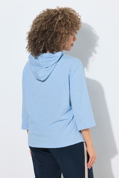 T-shirt à capuche, cordon élastique à la base et manches courtes