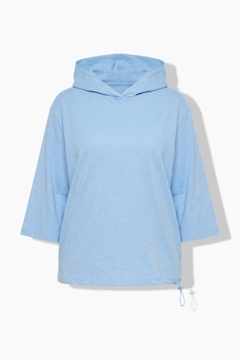 T-shirt à capuche, cordon élastique à la base et manches courtes