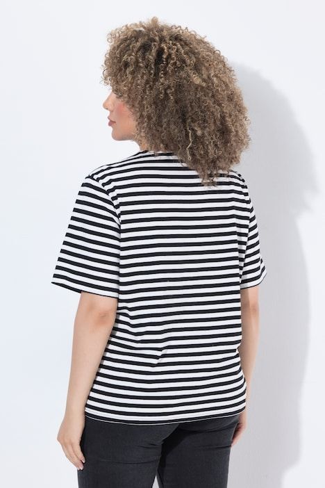 T-shirt rayé oversize, décolleté rond et manches courtes