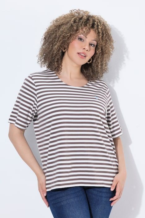 T-shirt rayé oversize, décolleté rond et manches courtes