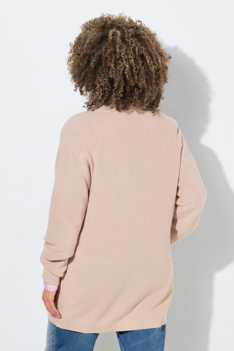 Cardigan en maille côtelée, sans fermeture, manches longues
