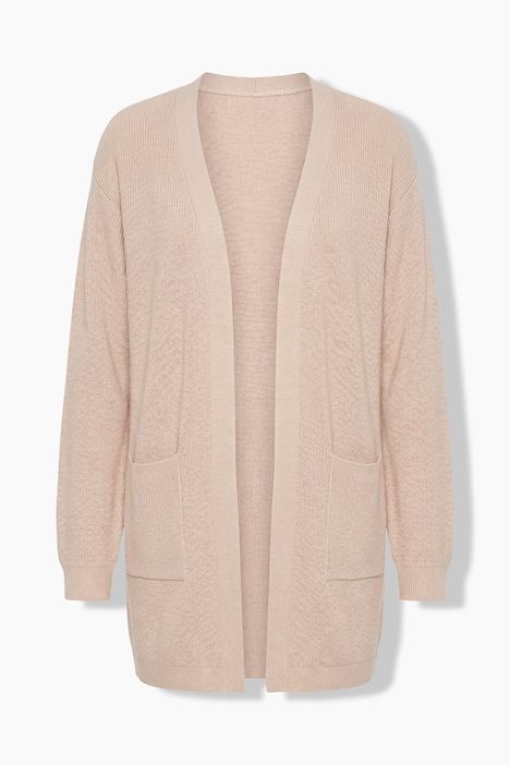 Cardigan en maille côtelée, sans fermeture, manches longues