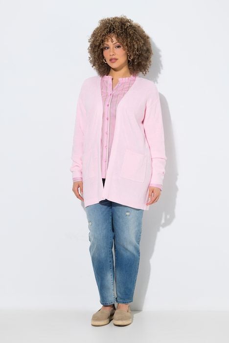 Cardigan en maille côtelée, sans fermeture, manches longues