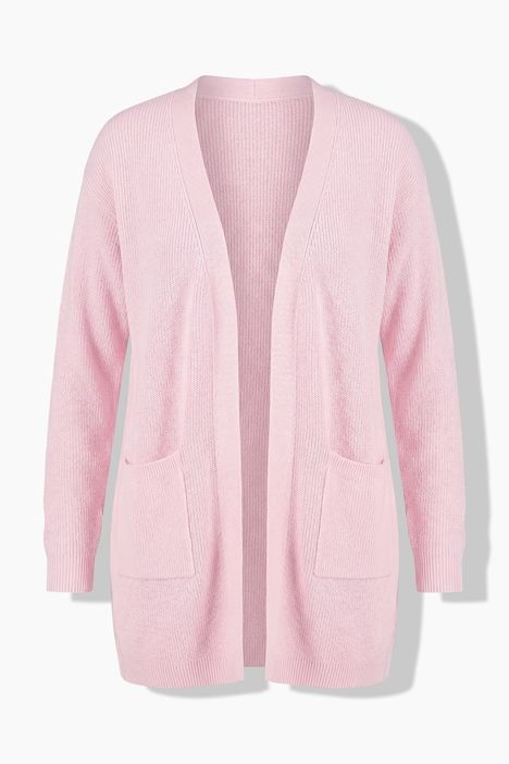Cardigan en maille côtelée, sans fermeture, manches longues