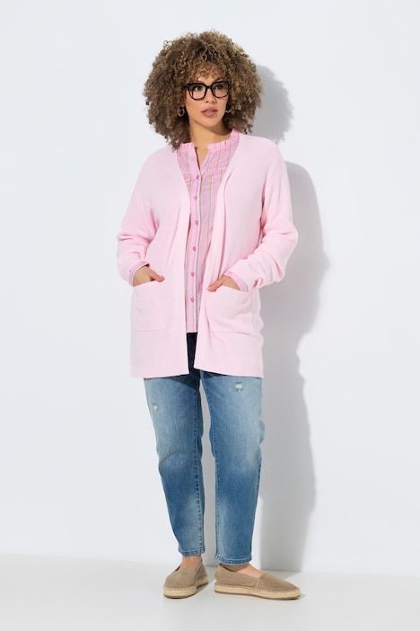 Cardigan en maille côtelée, sans fermeture, manches longues