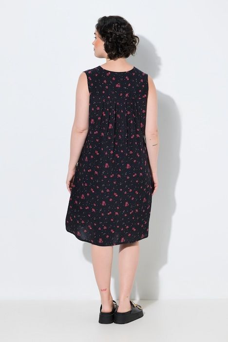 Robe à fleurs sans manches, décolleté en V, coupe évasée