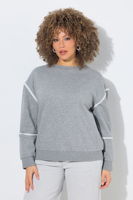 Sweat-shirt avec détails en crochet, coupe Classic Fit, décolleté rond et manches courtes