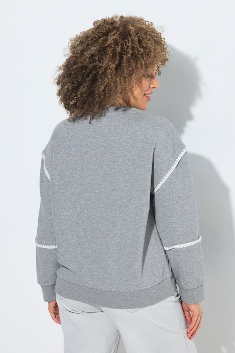 Sweat-shirt avec détails en crochet, coupe Classic Fit, décolleté rond et manches courtes