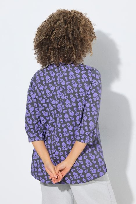 Blouse oversize, pli fantaisie, décolleté en V et manches 3/4