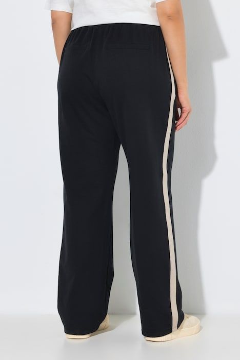 Pantalon Rose en molleton, jambe large, taille élastique et galon contrastant sur la jambe