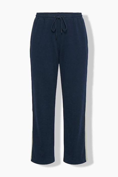 Pantalon Rose en molleton, jambe large, taille élastique et galon contrastant sur la jambe