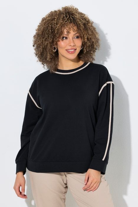 Sweat-shirt coupe Classic Fit, rayures fantaisie, décolleté rond et manches longues