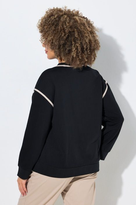 Sweat-shirt coupe Classic Fit, rayures fantaisie, décolleté rond et manches longues