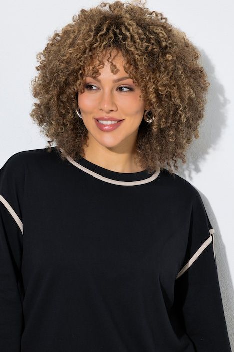 Sweat-shirt coupe Classic Fit, rayures fantaisie, décolleté rond et manches longues
