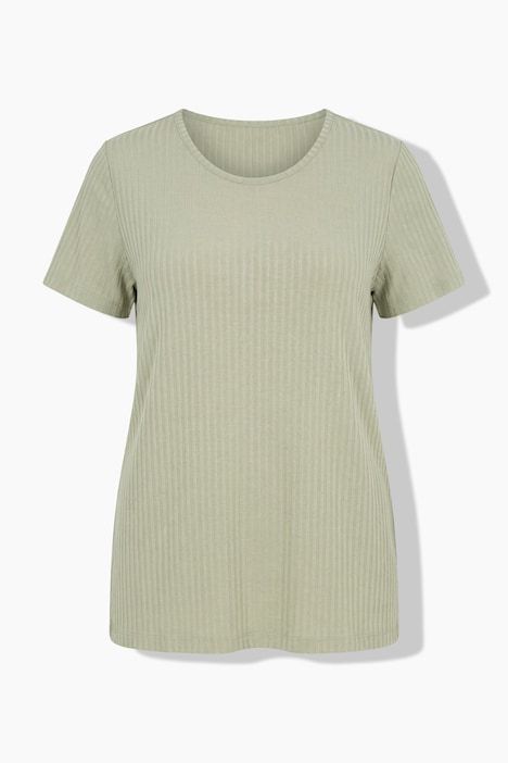 T-shirt en jersey côtelé, décolleté rond et manches courtes, coupe Classic Fit