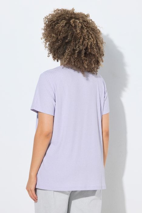 T-shirt en jersey côtelé, décolleté rond et manches courtes, coupe Classic Fit