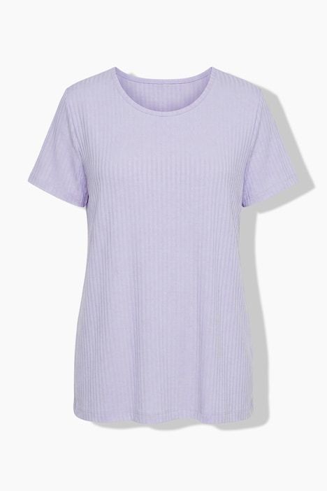 T-shirt en jersey côtelé, décolleté rond et manches courtes, coupe Classic Fit