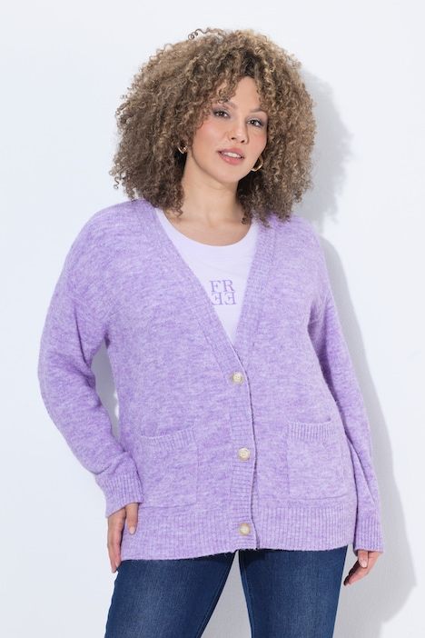 Cardigan en laine mélangée, coupe courte et manches longues