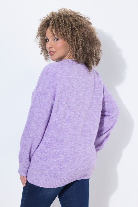 Cardigan en laine mélangée, coupe courte et manches longues