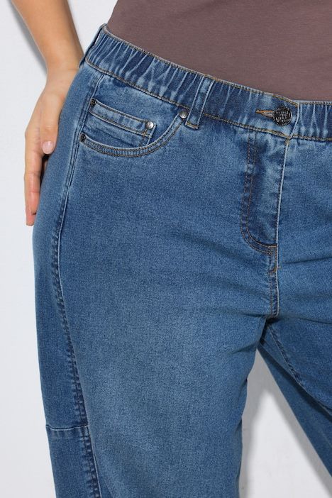 Jean Mom en denim extensible, 5 poches et taille confortable