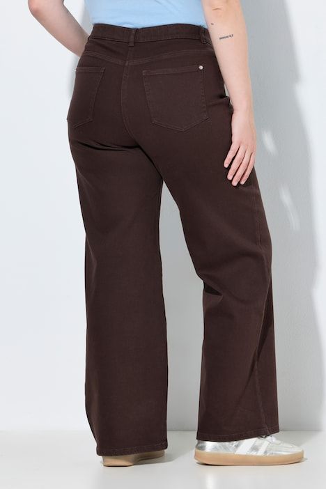 Jean coloré Mary, jambe large, 5 poches et taille confortable