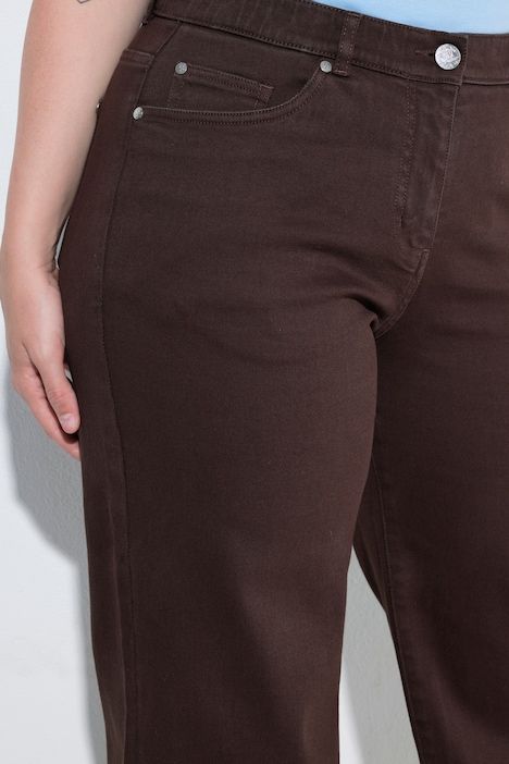 Jean coloré Mary, jambe large, 5 poches et taille confortable